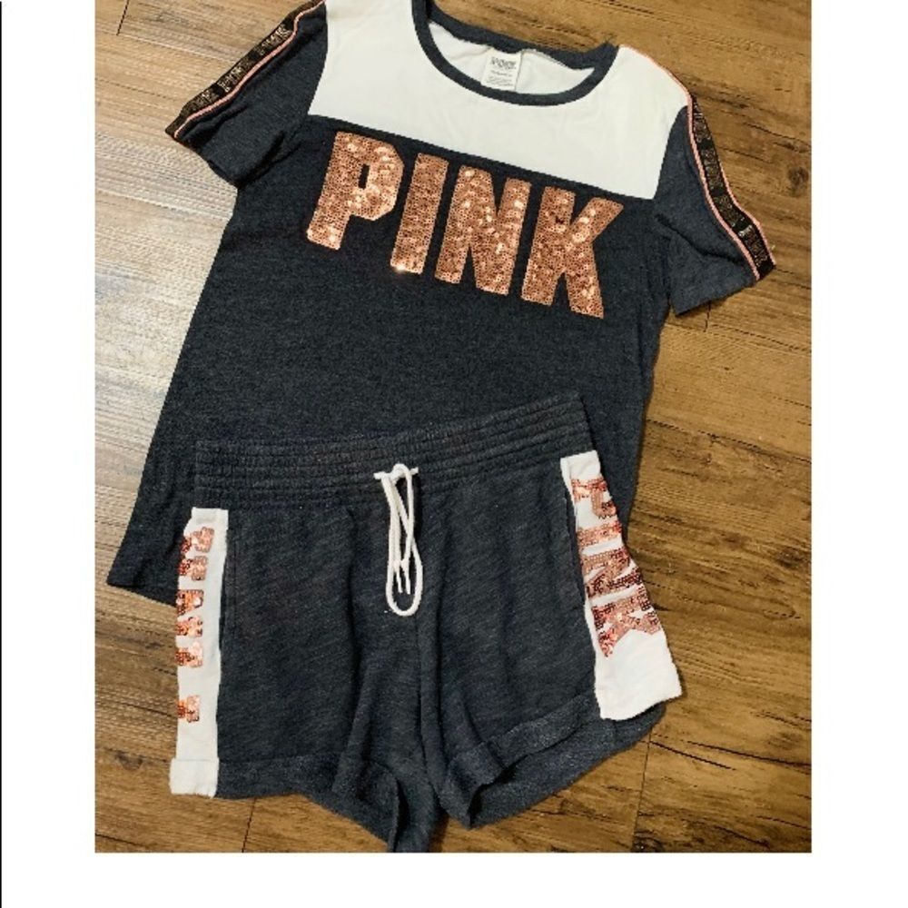 VS PINK BLING OUTFIT SHORTS SET XS
